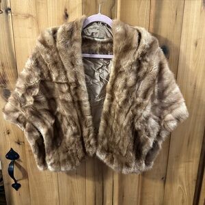 Vintage Tan Fur Women's shawl